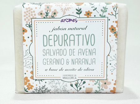 Jabón botánico natural - Depurativo salvado de avena, geranio & naranja